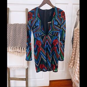 ELTON EMBELLISHED MINI DRESS IN MULTI COLOR